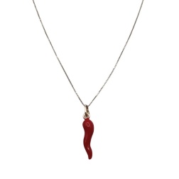 Bomboniera laurea collana corno rosso argento 925